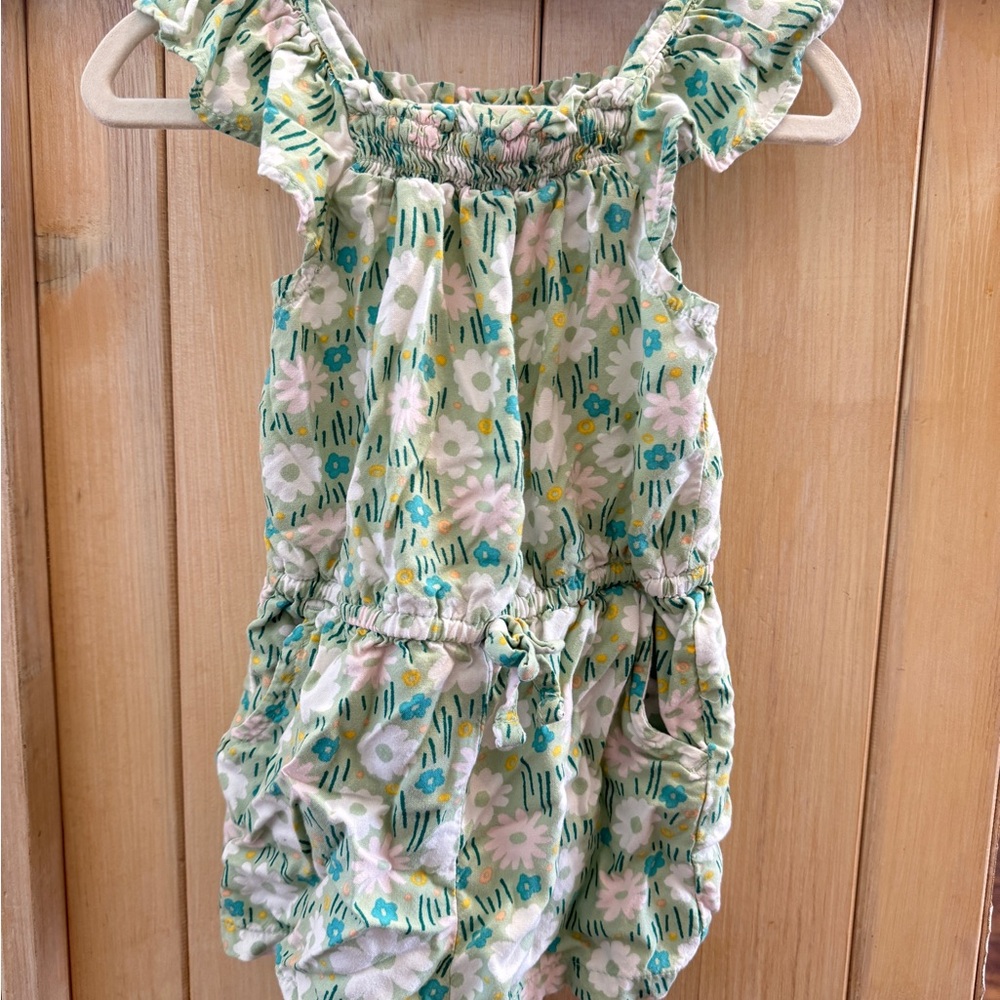 Cat & Jack Green Floral Kids Romper
